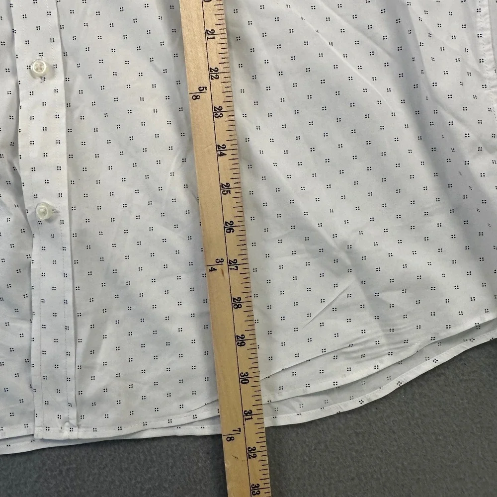 Banana Republic Slim Flex Fit Tech Stretch Cotton Shirt XL White Micro Dot FA19